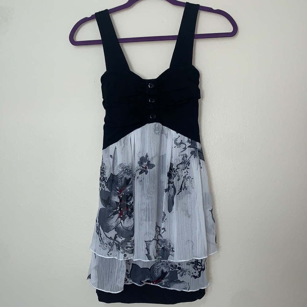 Black & White Dress with Floral
